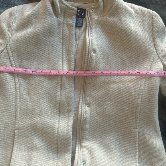 GAP Jacket/Pea Coat With Hood Wool Blend Light Beige Size Large - Picture 4 of 9